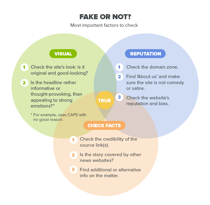 Fake or Not? Infographics with tips to distinguish true news stories from fakes